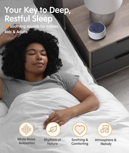 FamiSym White Noise Sound Machine Baby for Sleeping with Night Light – 34 Soothing Sounds, Rechargeable White Noise Machine for Kids Adults, Portable Lullaby Sleep Machine Baby Soother Home Travel
