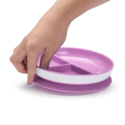 Munchkin Stay Put Suction Plates for Baby and Toddler, 3 Divided Sections , Blue/Green