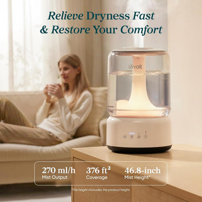 LEVOIT Dual 200S Smart Humidifiers for Bedroom, Top Fill, Customize Humidity for Home, Baby Nursery & Plants with Humidistat, Essential Oil Diffuser, Schedule, Timer, APP & Voice Control, 3L, Blue