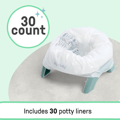 Ingenuity My Travel Potty, 2-in-1 Baby and Toddler Portable Potty Seat & Potty Ring, Lightweight Foldable, Includes Travel Bag & 3 Disposable Liners, Neutral