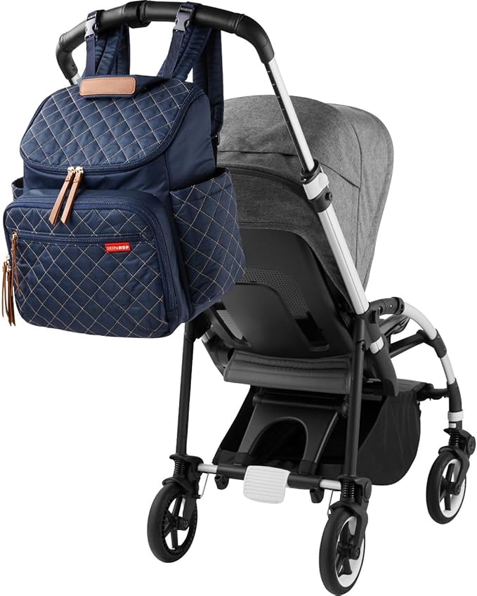 Skip Hop Diaper Bag Backpack: Forma, Multi-Function Baby Travel Bag with Changing Pad & Stroller Attachment, Navy
