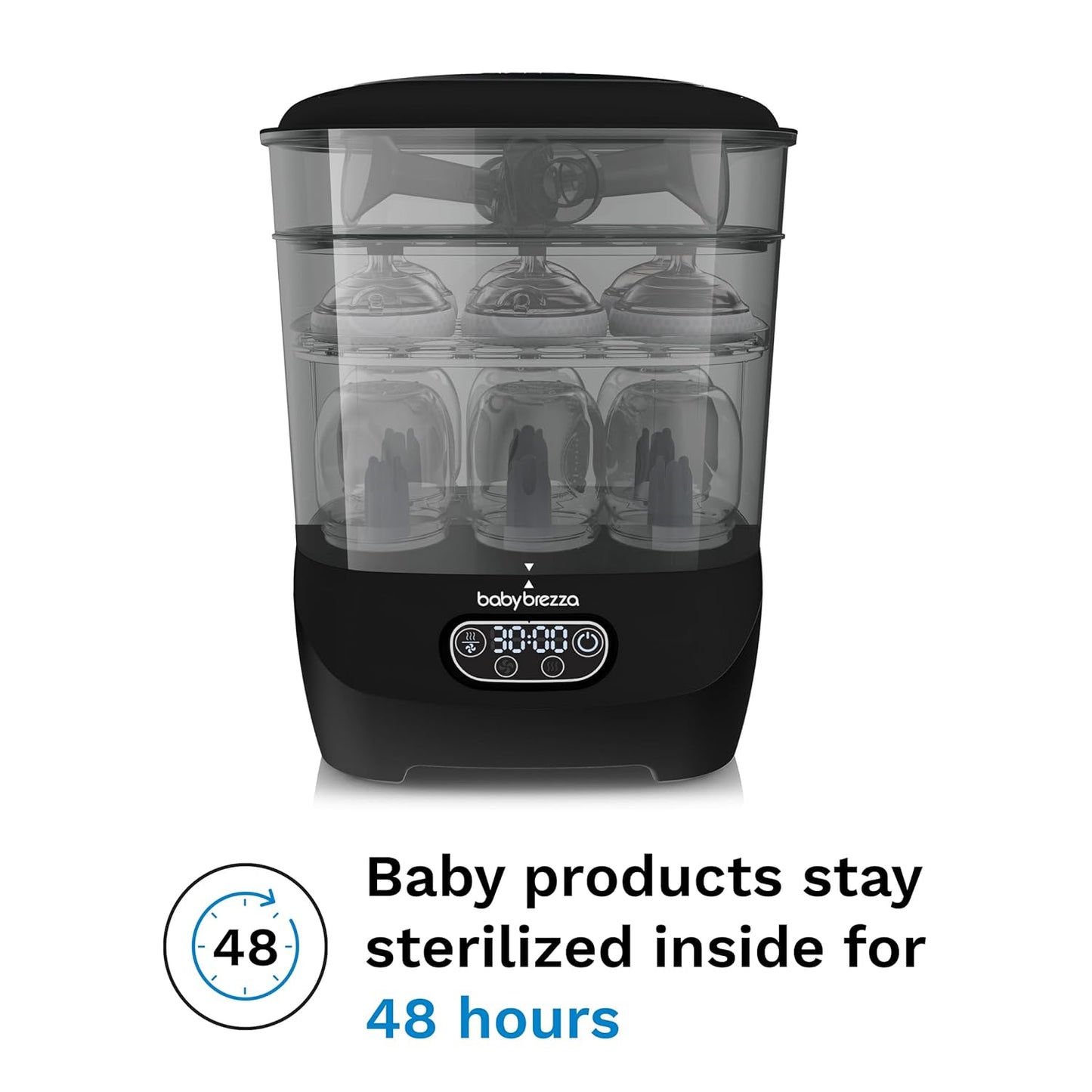 Baby Brezza Bottle Sterilizer and Dryer Advanced – 33% Faster - Largest Capacity Steam Sanitizer - Universal Sterilization Machine for All Bottles + Pump Parts - HEPA Air Filter