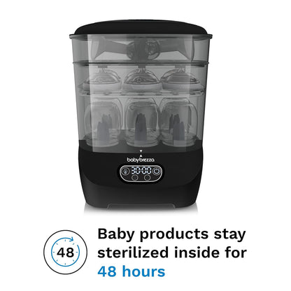 Baby Brezza Bottle Sterilizer and Dryer Advanced – 33% Faster - Largest Capacity Steam Sanitizer - Universal Sterilization Machine for All Bottles + Pump Parts - HEPA Air Filter