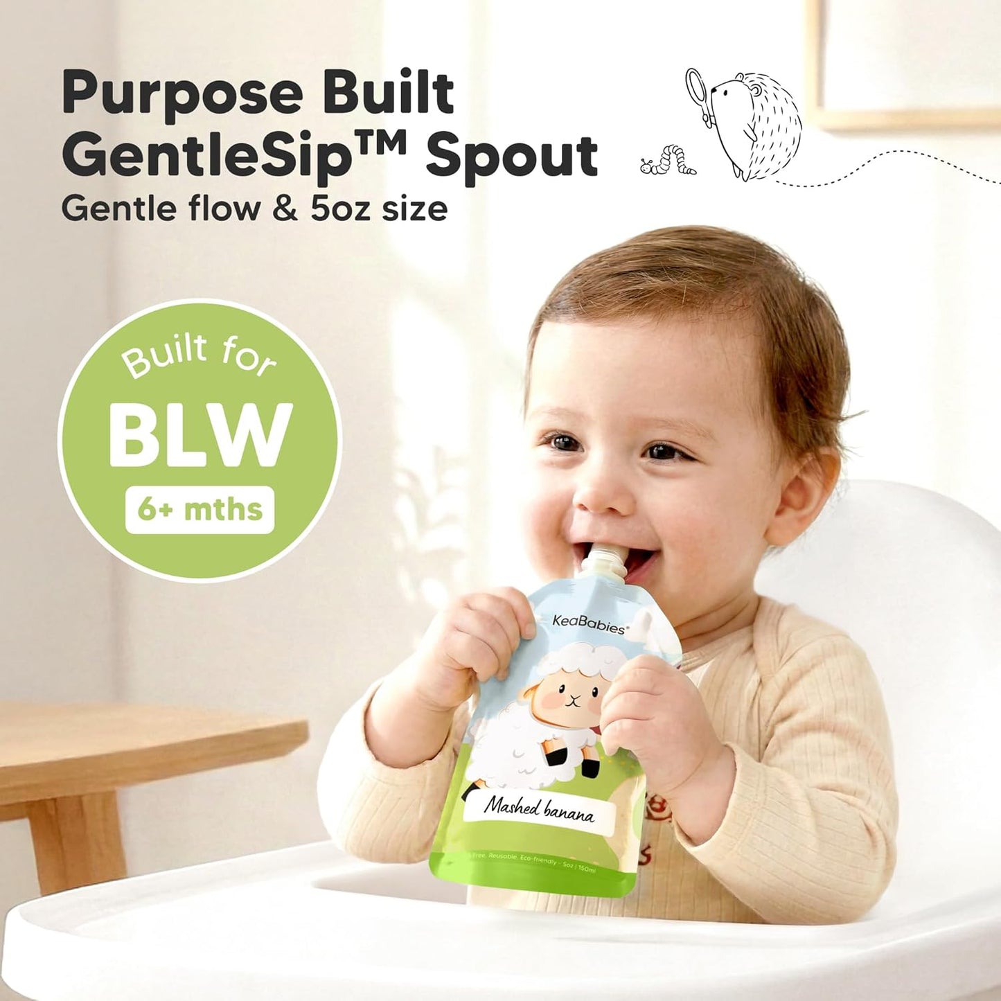 12-Pack Reusable Baby Food Pouches Refillable – 5oz Reusable Pouches for Toddlers, Kids Squeezable Yogurt, Apple Sauce, Fruit Smoothie, Baby Puree Container, Homemade Baby Food Essentials (Lil Barn)