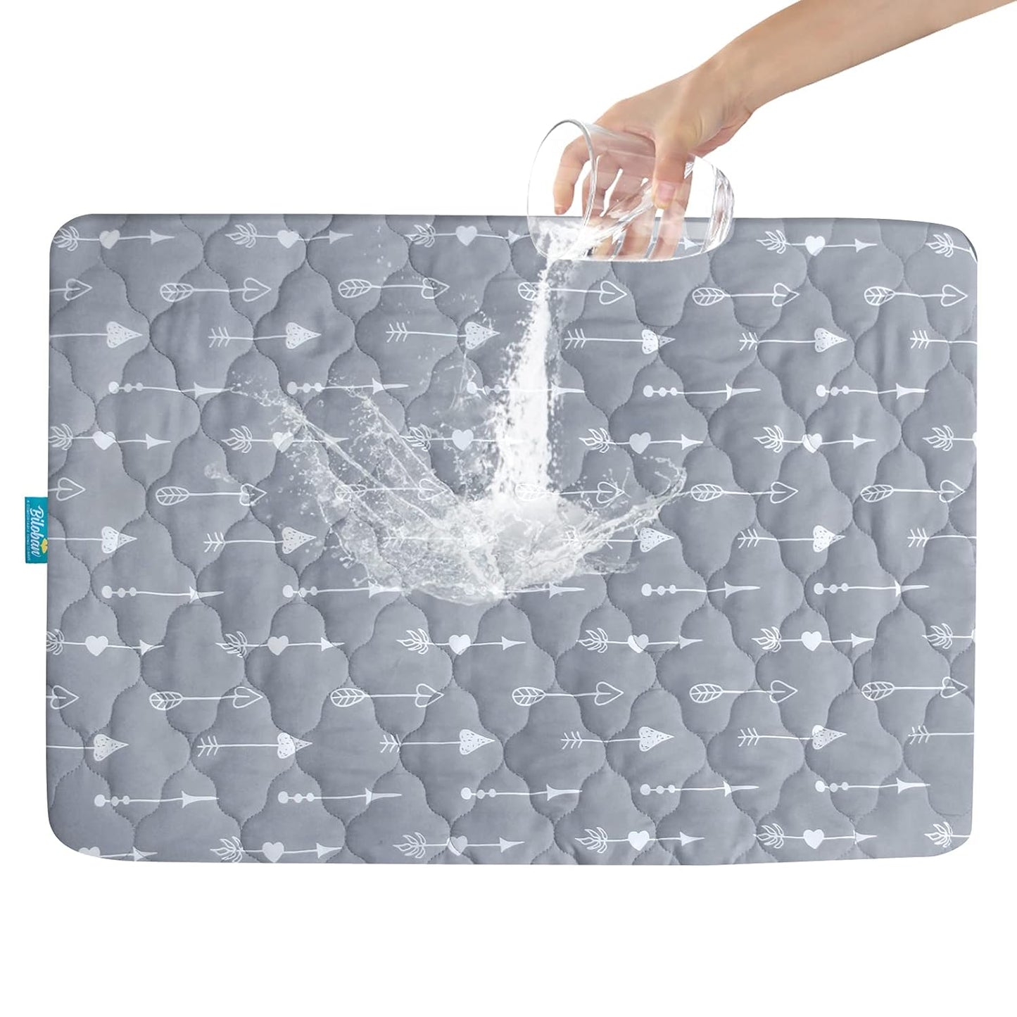 Pack and Play Sheets Mattress Pad Protector Fitted Waterproof Playard Mattress Cover, Compatible with Graco Pack n Play & Dream On Me & Pamo Babe, Playpen/Playard Sheet Quilted, Gray, 39" x 27"