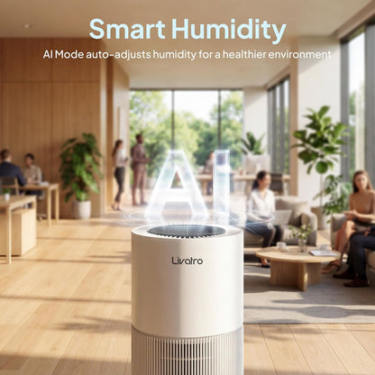Livatro Stainless Steel Humidifier, 3L Warm Mist Humidifier, Easy Clean with Warm Steam Humidifier, Healthy Air Mist Humidifiers for Bedroom Living Room, with Sleep Mode and Auto-off Setting