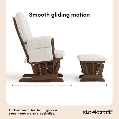 Storkcraft Premium Hoop Glider & Ottoman (Espresso/Gray Swirl) — GREENGUARD Gold Certified Nursery Glider, Solid Wood Craftsmanship, Smooth-Gliding Nursery Chair and Ottoman, Award-Winning - Colors B