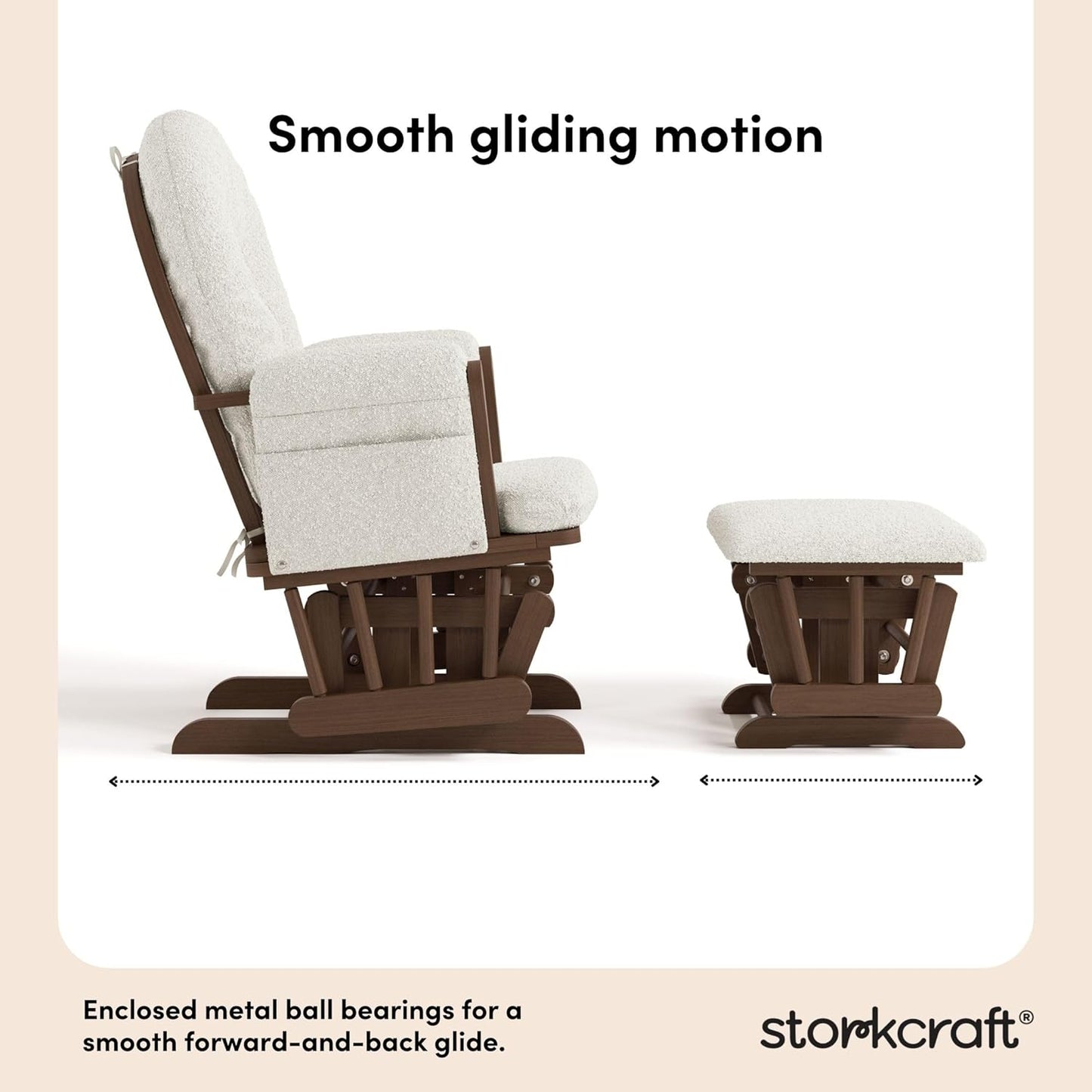 Storkcraft Premium Hoop Glider & Ottoman (Natural/Pink) — GREENGUARD Gold Certified Nursery Glider, Solid Wood Craftsmanship, Smooth-Gliding Nursery Chair and Ottoman, Award-Winning - Colors B