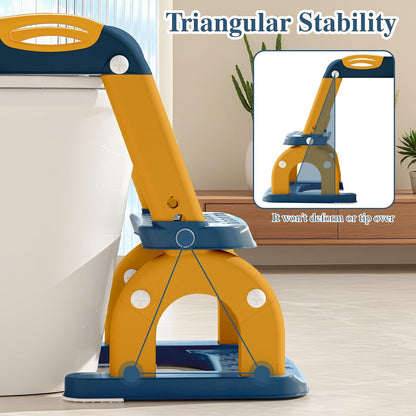 Potty Training Seat with Ladder for Toddlers, 2-in-1 Adjustable Potty Training Toilet for Kids Boys Girls with Splash Guard, Waterproof Cushion, Anti-Slip Pad Step Stool - Dark Blue