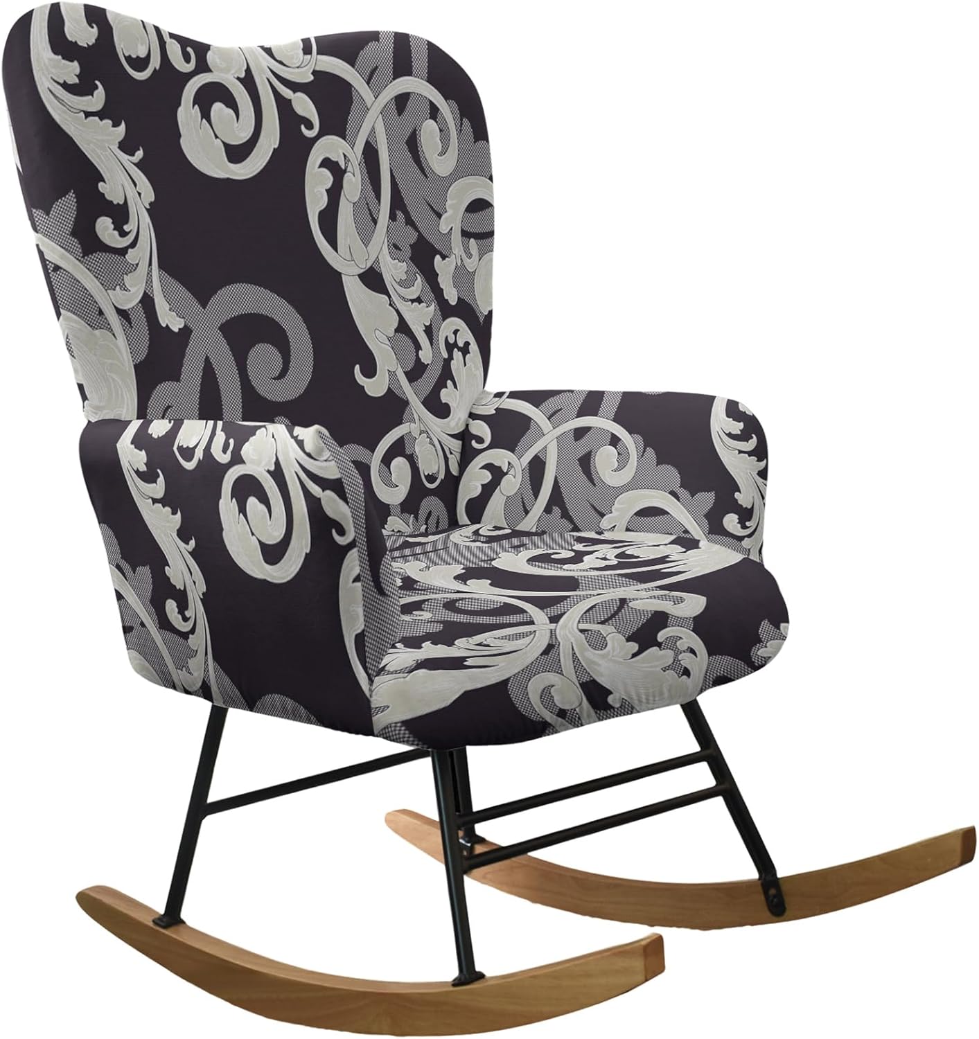 CRFATOP Jacquard 1 PC Nursery Rocking Chair Recliner Covers Upholstered Glider Rocker Banquet Armchair Slipcover Stretch Accent Chairs Furniture Protector for Living Room Bedroom Offices,Green