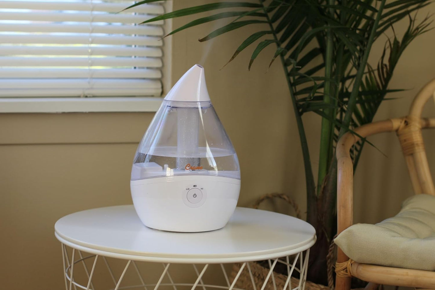 Crane Droplet Ultrasonic Small Air Humidifiers for Bedroom and Office, 0.5 Gallon Cool Mist Humidifier for Plants and Home, Humidifier Filters Optional, White