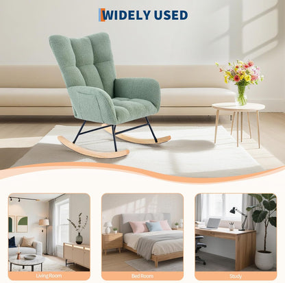 Garvee Teddy Fleece Nursery Rocking Chair,Upholstered Baby Glider Rocker with Soft Seat and High Backrest,Modern 300 Lbs Weight Capacity Accent Recliner for Living Room, Bedroom