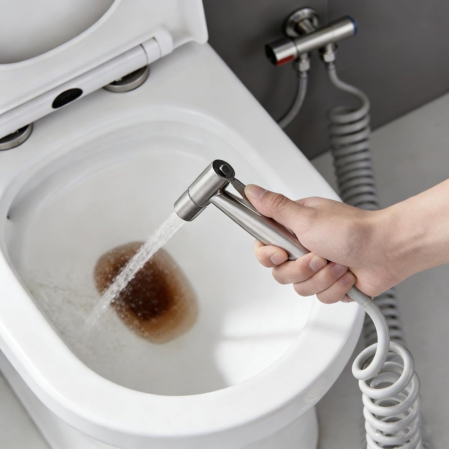 Handheld Bidet Sprayer for Toilet – Adjustable Pressure Stainless Steel Jet Spray Kit– Feminine Wash, Cloth Diaper Cleaner, Pet Shower, Bathroom Cleaner – Easy Tool-Free Installation