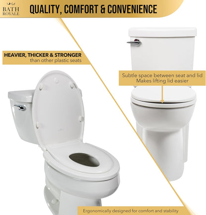 BATH ROYALE Potty Training Seat - Soft Close, Kingsport BR721-00, Elongated White, Adult & Child Combo