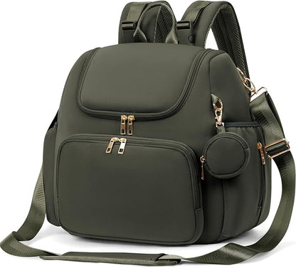 CEI-CEI Neoprene Diaper Bag Backpack Stylish Baby Maternity Bags Travel Tote for Mom with Insulated Pockets, Changing Pad, Stowable Shoulder Strap