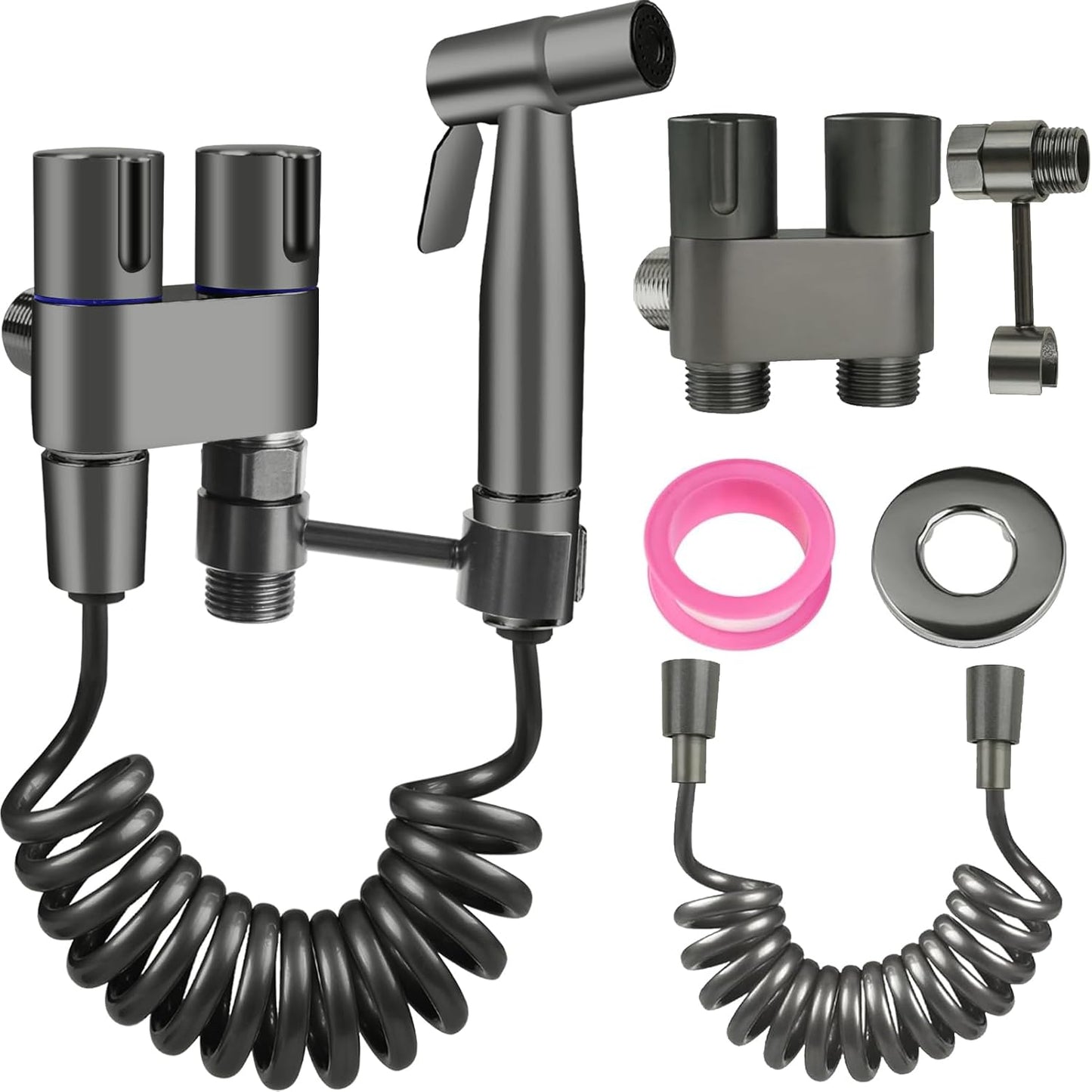 Neween Handheld Toilet Bidet Sprayer for Toilet-Adjustable Water Pressure Control with Bidet Hose for Feminine Wash, Stainless Steel Bidet Faucet Sprayer Kit Cloth Diaper for Baby Wash (Black)