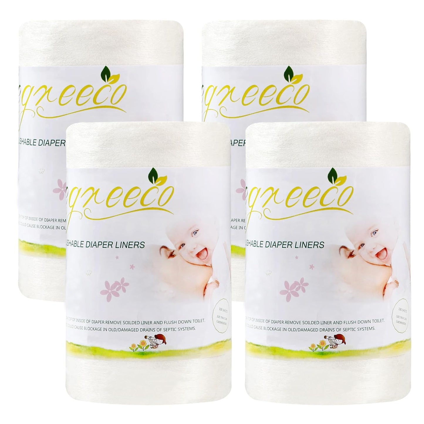 wegreeco Unscented Diaper Liners,Fragance Free and Chlorine Free - 100 Sheets Per Roll (1 Roll)