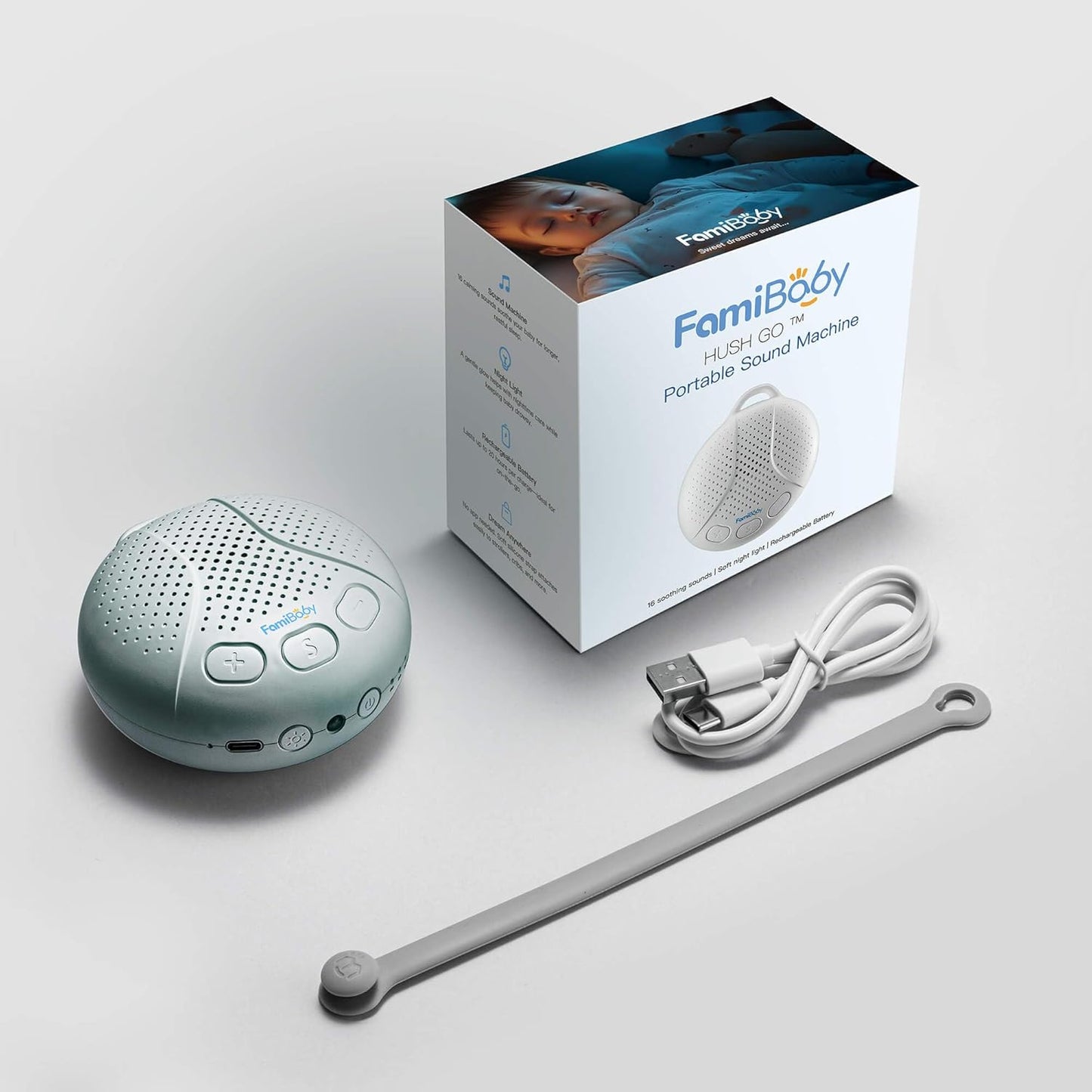 Sound Machine for Babies and Kids - Baby Sleep Soother | Portable White Noise Machine with Night Light for Nursery | 16 Soothing Sounds | Shush | Travel | Registry Gift | Baby Shower