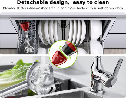 Bonsenkitchen Hand Blender, Immersion Blender with 2 Mixing Speed, Electric Handheld Mixer Portable Stick Mixer with Stainless Steel Blades for Soup, Smoothie, Puree, Baby Food