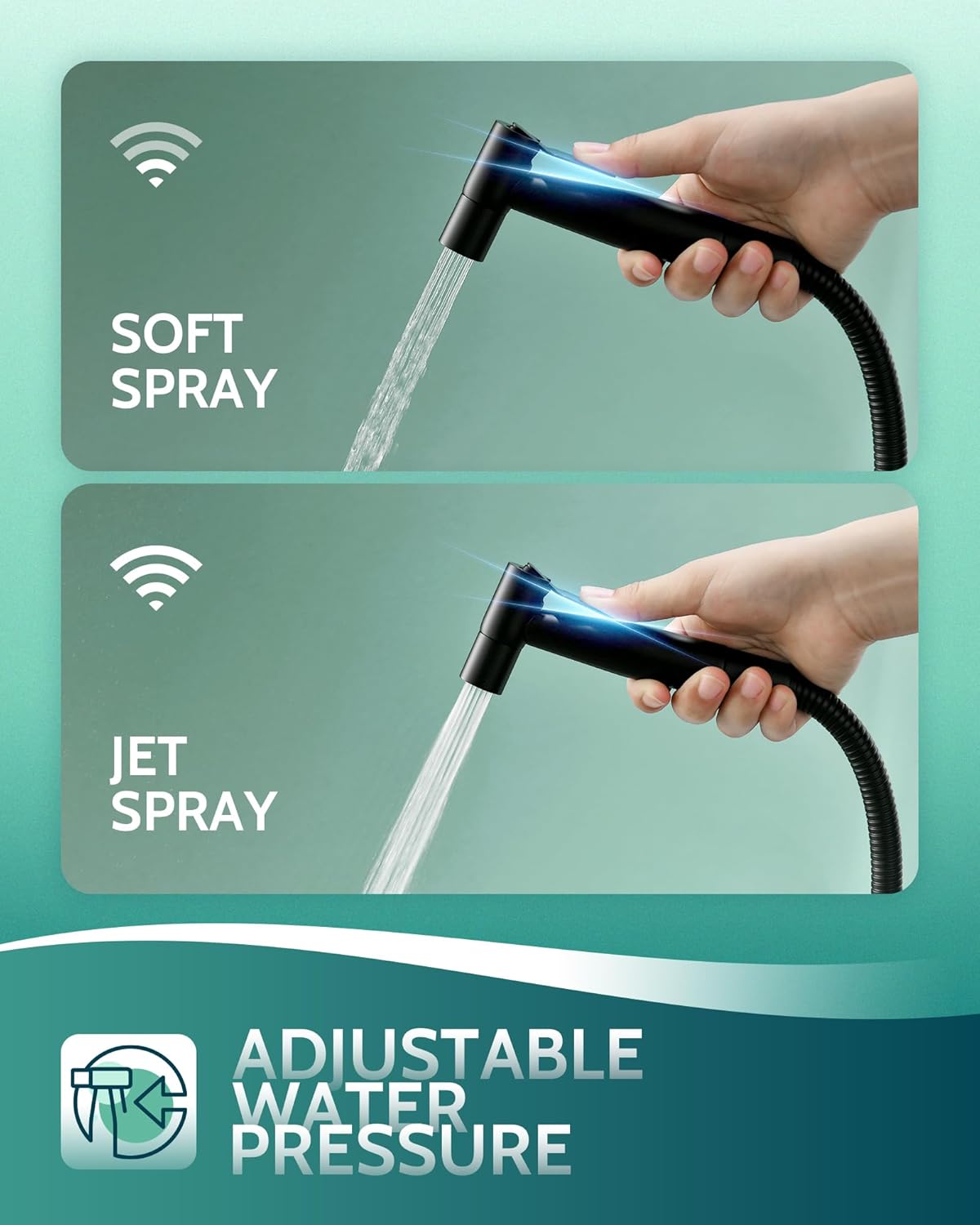 LUFEIDRA Handheld Bidet Sprayer for Toilet-Adjustable Water Pressure Jet Spray with Bidet Hose for Feminine Wash, New Premium Stainless Steel Muslim Shower Toilet Bidet Cloth Diaper Sprayer Set