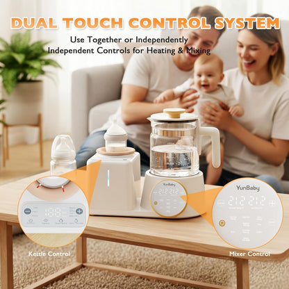 2-in-1 Baby Bottle Warmer & Formula Maker with Electric Kettle, Automatic Rotating Bottle Shaker, Fast Heating Water Warmer with Temperature Control for Formula, Breastmilk & Night Feeding