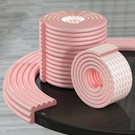Edge Protector for Baby Proofing, Corner Protector Baby, Desk Edge Cushion, Extra-Wide Soft Foam Padding Self Adhesive Furniture Corner Guard Bumper for Table, Fireplace 16.4ft Pink