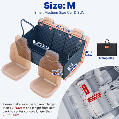 Convertible Back Seat Extender for Dogs, Foldable 400lb Hard Bottom Dog Car Seat Cover for Back Seat, Waterproof Dog Hammock Bed Backseat Cover for Dogs in Car SUV Truck Pet Seat Cover Black XL