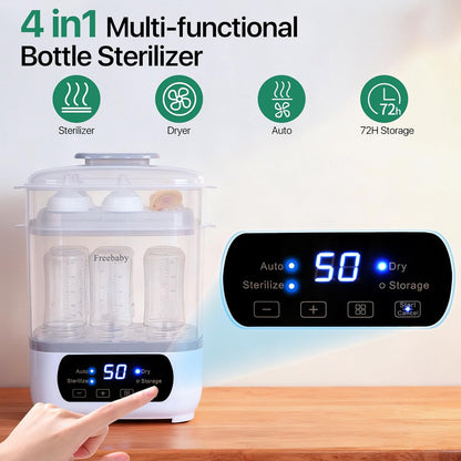 Freebaby Baby Bottle Sterilizer and Dryer,4 in 1 Electric Steam Sanitizer and Dryer for All Baby Bottle,Bottle Sanitizer for Pacifiers&Breast Pump Accessories,8 Bottles Capacity