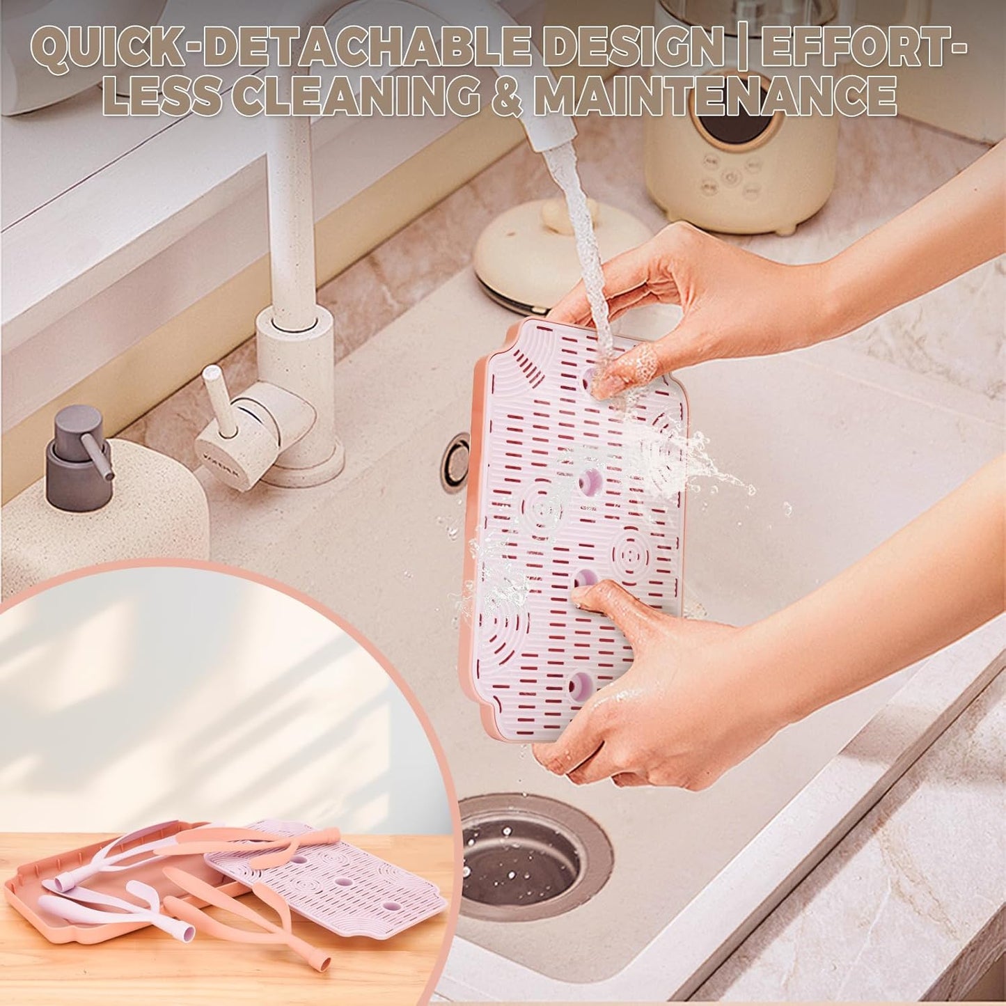 Baby Bottle Drying Rack with Tray – Space Saving Bottle Organizer & Drying Holder for Bottles, Cups, Nipples and Pump Parts – Countertop Rack for Baby Feeding Supplies (Purple/Pink)