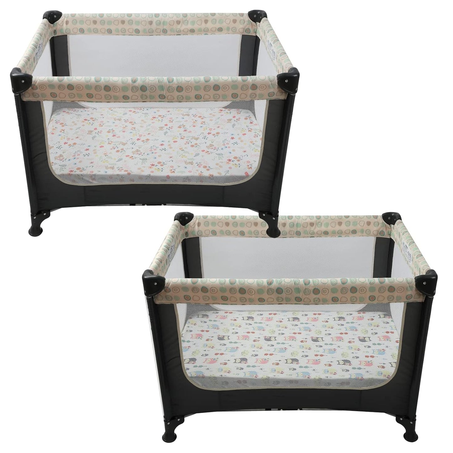 Onacosht Pack and Play Sheets 3 Pack for Baby Boy, Stretchy Jersey Knitted Portable Mini Crib Sheets Playard Mattress Cover, Woodland Animal Elephant Fox Lion Bear Giraffe Zebra Printing