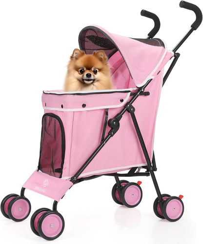 Wedyvko Travel Portable Dog Stroller, Pet Stroller for Small Puppy Dogs & Cats, Up to 33 lbs, Black