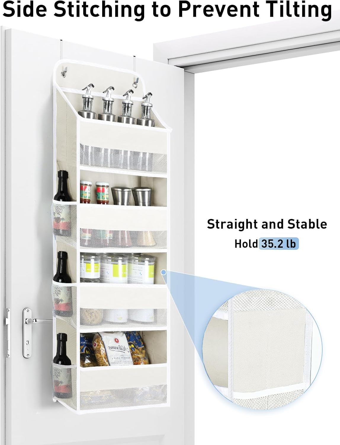 Yecaye 1 Pack Over the Door Organizer, 35.2lbs Load Toy Stuffed Animal Storage, Swing-proof Hanging Bathroom Organizers and Storage for Nursery Newborn Baby Essential Stuff Dorm Room Essentials