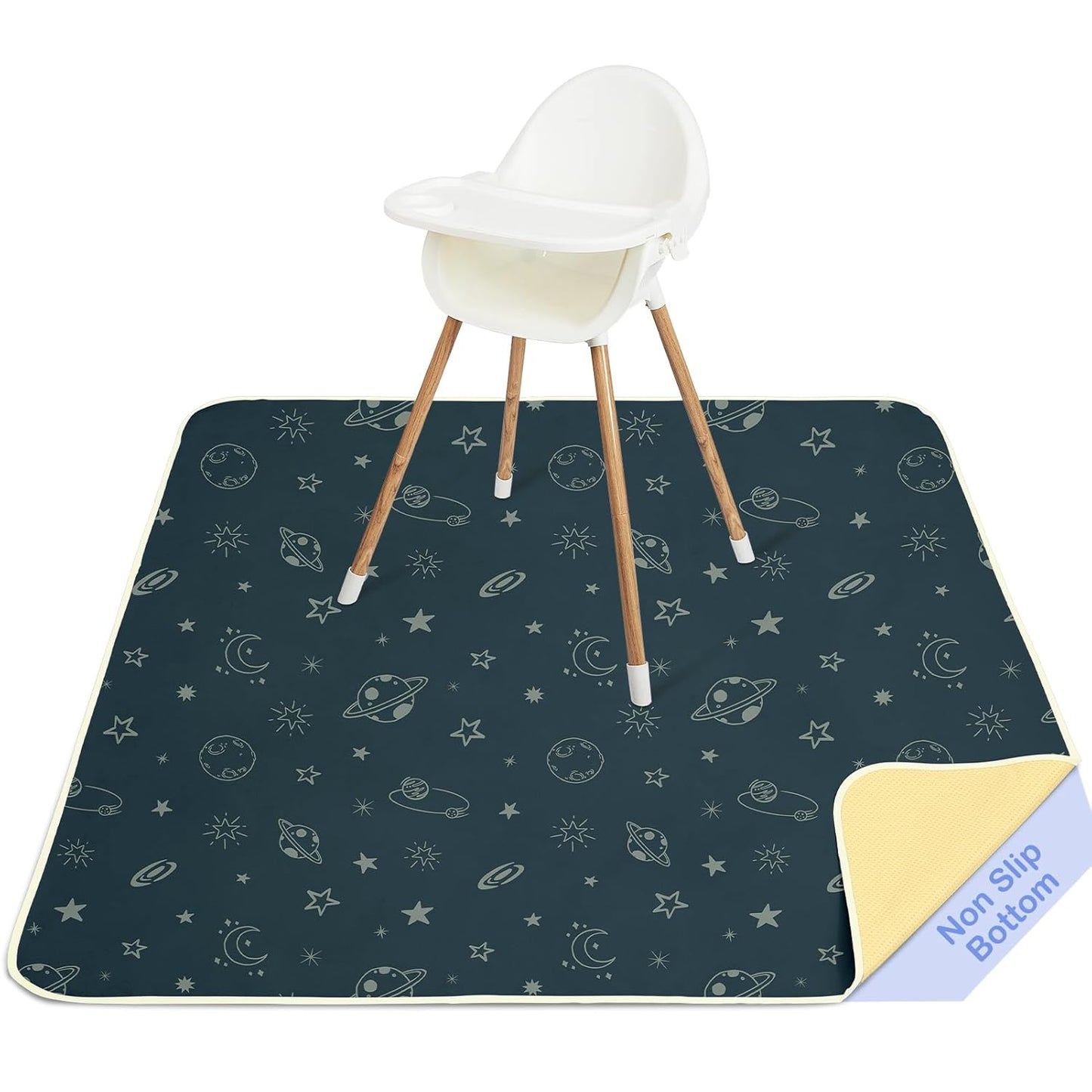 Basumee Splat Mat High Chair Mat Waterproof Baby Play Splat Mat for Under High Chair Food Catcher Highchair Mat for Floor Non Slip Bottom, Pink Rainbow, 46x42 Inches