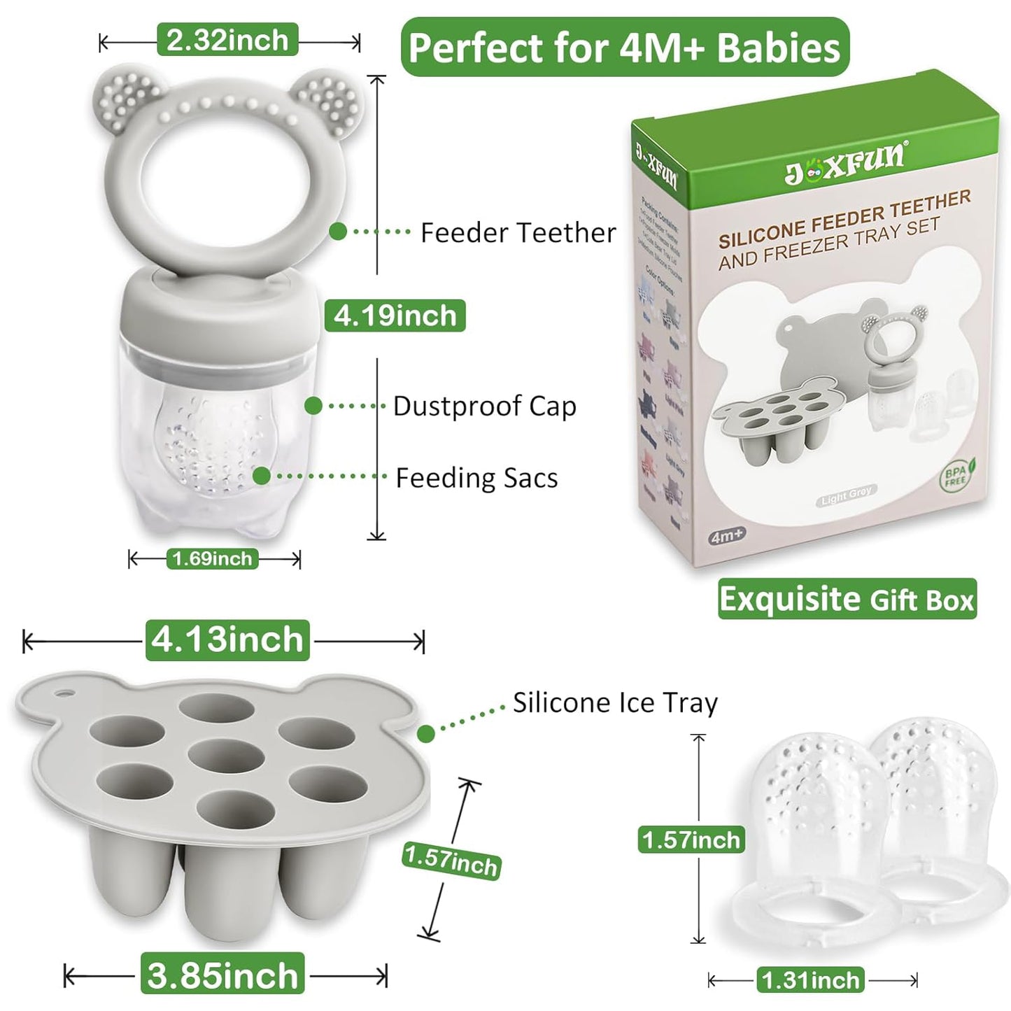 Silicone Baby Fruit Food Feeder & Mini Freezer Nibble Tray, Breastmilk Popsicle Molds for Baby Teething Relief, BPA Free Silicone Teething Toys Feeder for Safe Infant Self Feeding, Extra Food Pouches