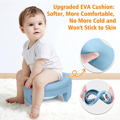 MCGMITT Potty Training Toilet Seat for Toddlers Boys Girls, Portable Baby Toilet Folding Kids Potty Chair Cover with Splash Guard for Travel, Including 3 Non-Slip Feet and Storage Bag (Blue)