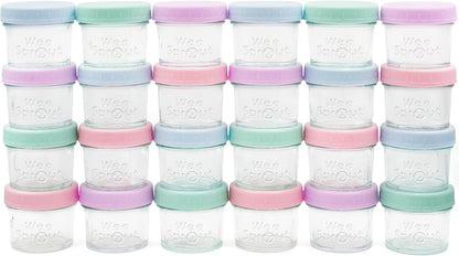 WeeSprout Glass Baby Food Storage Jars w/Lids (4 oz, 12 Pack Set) Snack, Puree, Reusable Small Containers, Breast Milk, Fridge or Freezer, Microwave & Dishwasher Safe, Essential Must Have for Infants