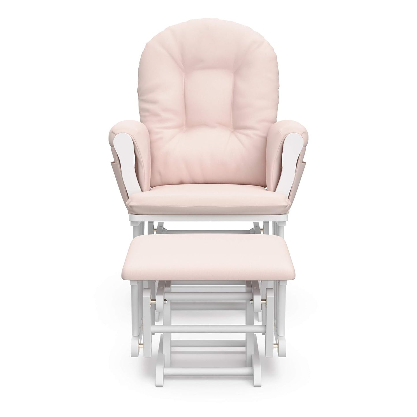 Storkcraft Premium Hoop Glider & Ottoman (Natural/Pink) — GREENGUARD Gold Certified Nursery Glider, Solid Wood Craftsmanship, Smooth-Gliding Nursery Chair and Ottoman, Award-Winning - Colors A