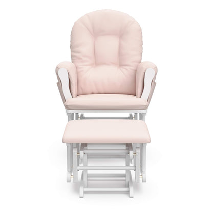 Storkcraft Premium Hoop Glider & Ottoman (Natural/Pink) — GREENGUARD Gold Certified Nursery Glider, Solid Wood Craftsmanship, Smooth-Gliding Nursery Chair and Ottoman, Award-Winning - Colors A
