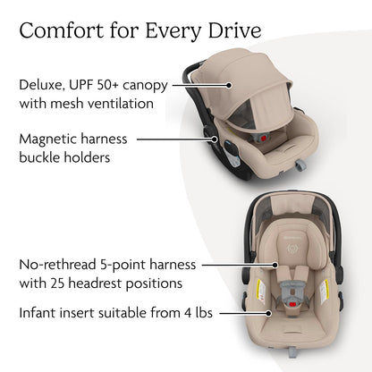 UPPAbaby Mesa V3 Infant Car Seat - Easy Installation + SmartSecure Technology - Attaches to Stroller | Base + Infant Insert Included - Declan (Oat Mélange)