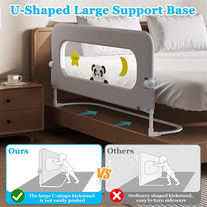 Baby Bed Guard Rail for Toddler - Adjustable Heights, Swing Down Bedrail, Extra Tall Child Safety Side Railing Guards for Kids - Toddler Bed Rail for Queen, King, Twin, and Bunk Size Beds (59 inch)
