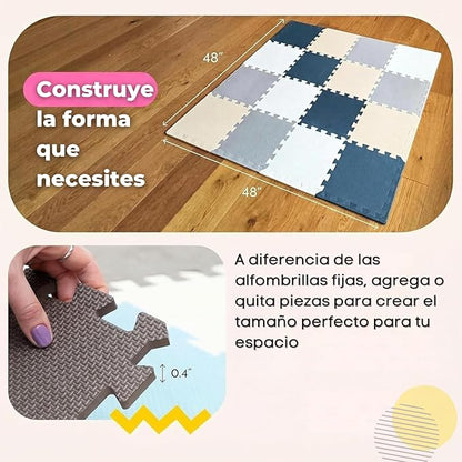 MioTetto Baby Play Mat, Soft Foam Floor Tiles for Kids. Adjustable Interlocking Foam Tiles, Fits with 50x50 Playpen Baby mat for Crawling & Development, Safe & Non-Toxic Playmat for Babies 6-12 Months