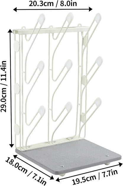 Taozun Bottle Drying Rack with 9 Hooks, Quick-Dry Diatomite Base with Stainless Steel Cup Stand, Vertical Space Saving Countertop Baby Organizer