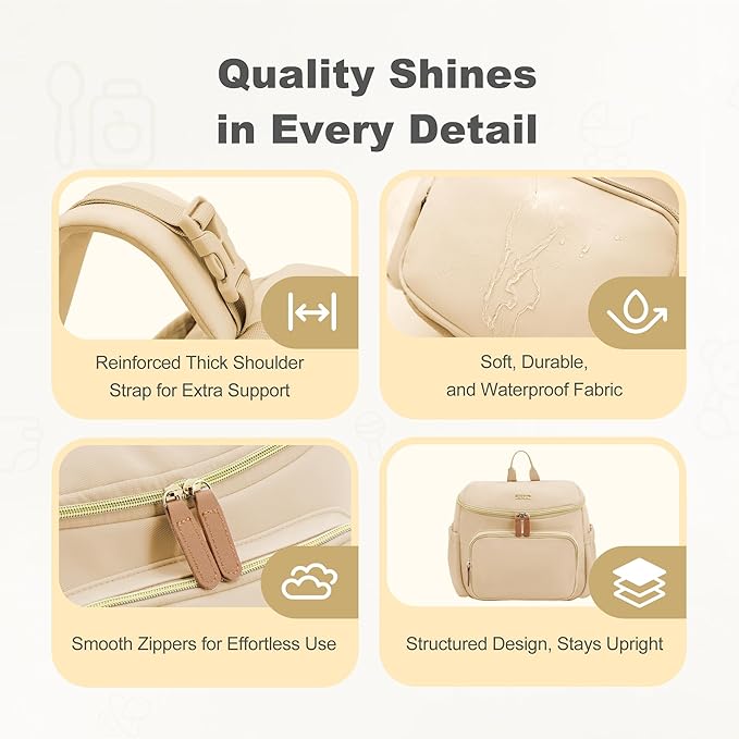 Compact Diaper Bag Backpack – Lightweight & Waterproof Baby Bag for Moms & Dads, Includes Changing Pad & Stroller Straps, Small Travel Diaper Backpack for Daily Use –Khaki