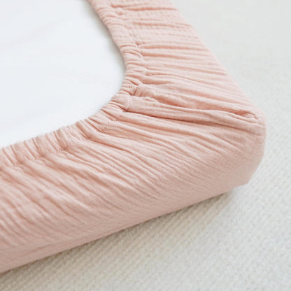 MairMore 2 Pack Muslin Fitted Bassinet Sheets for Babies, Soft & Breathable 100% Cotton Bedside Sleeper Bassinet Sheet, Moses Basket Oval Rectangle Pad/Mattress (Pink Blossom)