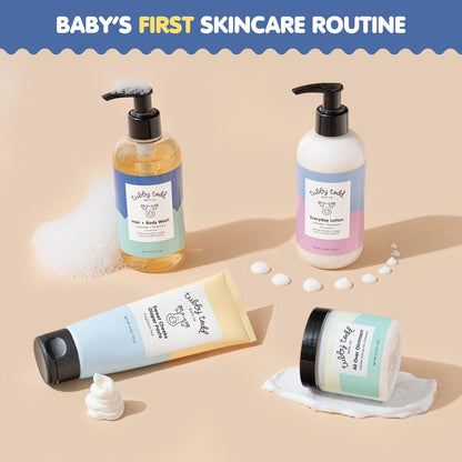 TUBBY TODD Baby Bundle Newborn Skin Care Set - Hypoallergenic Hair + Body Wash, All Over Ointment with Colloidal Oatmeal, Sweet Cheeks Diaper Paste - Fragrance Free, Standard Size