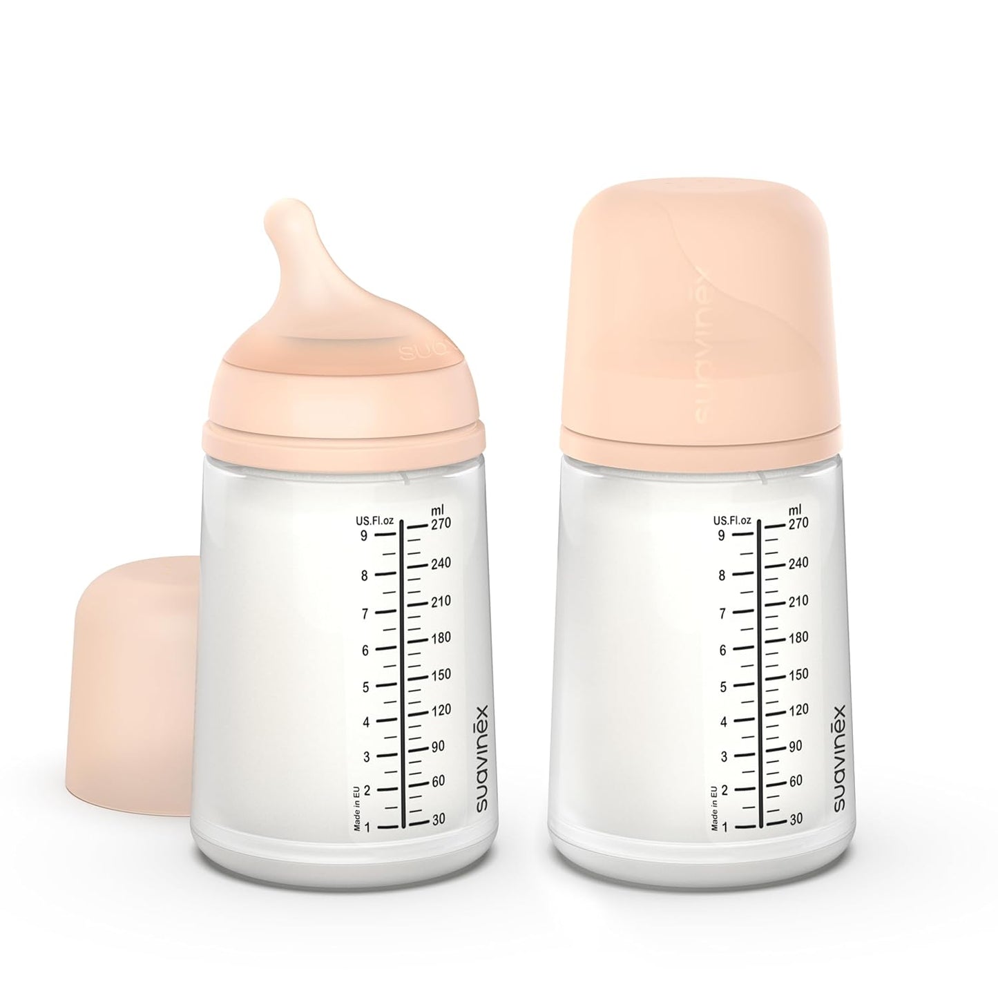 Suavinex Zero Zero Anti Colic Baby Bottle, No 1 Spanish Baby Bottle Brand, Minimizes Bottle Rejection & Nipple Confusion, Perfect for Breastfeeding Babies, 6oz/180mL, Deep Tone, Adaptable Flow Nipple