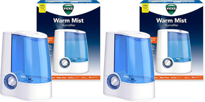 Vicks Warm Mist Humidifier Filter-Free 1-Gal Tank, Auto Shut-Off, Night Light, VapoPad and VapoSteam Compatible