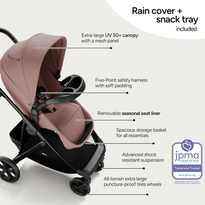 Mompush Baby Stroller, Convertible 2-in-1 with Bassinet Option, Infant Car Seat Compatible, Includes Adapter - Sturdy Full-Size Infant Stroller for Family Adventures