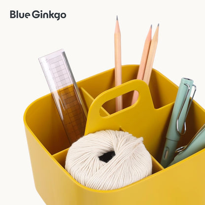 BLUE GINKGO Stackable Organizer Caddy – Korean-Made Portable Tote for Bathroom, Office, Crafts, or School Supplies (Rectangle, Green)