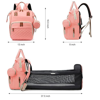 Awanhe Diaper Bag, Backpack with Changing Station, Waterproof Baby Bag for Boys & Girls, USB Charging Port for Parents, Travel Backpack Baby Essentials & Lovely Baby Shower Gifts, Pink